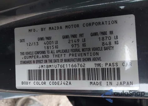 2014 Mazda Mazda3 I Sport z USA, uszkodzony, nr VIN JM1BM1U76E1166762